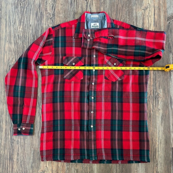 Vtg Van Heusen 417 Plaid Flannel Shirt Mens Lg Tall L/S Red Rockabilly Hipster - Picture 6 of 13